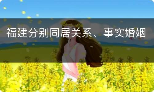 福建分别同居关系、事实婚姻