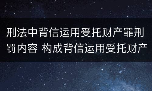 刑法中背信运用受托财产罪刑罚内容 构成背信运用受托财产罪的立案标准是