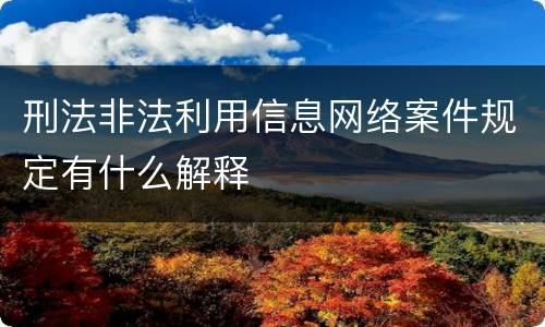 刑法非法利用信息网络案件规定有什么解释