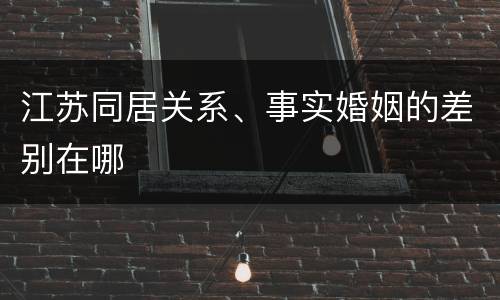 江苏同居关系、事实婚姻的差别在哪
