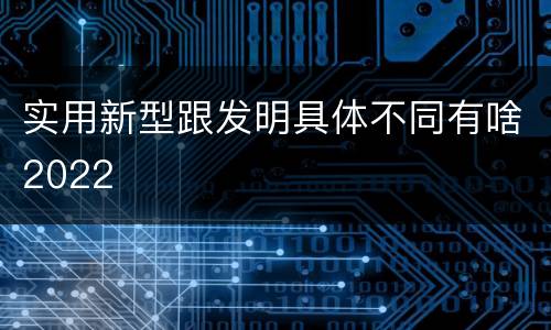 实用新型跟发明具体不同有啥2022