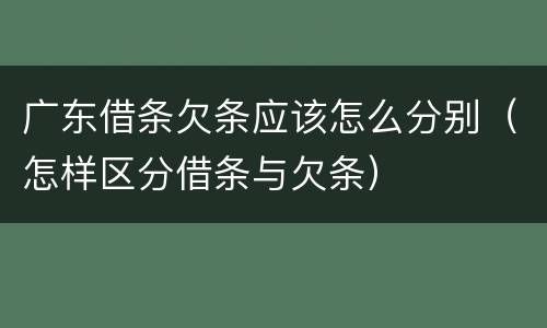 广东借条欠条应该怎么分别（怎样区分借条与欠条）