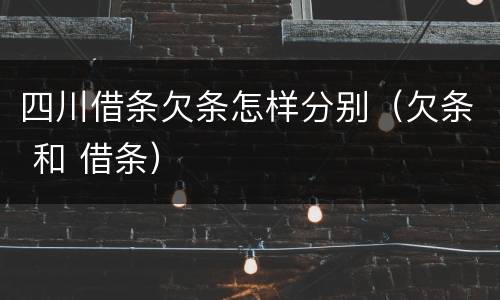 四川借条欠条怎样分别（欠条 和 借条）