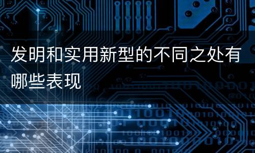 发明和实用新型的不同之处有哪些表现