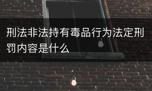 刑法非法持有毒品行为法定刑罚内容是什么