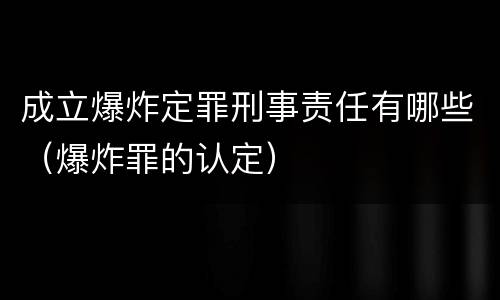 成立爆炸定罪刑事责任有哪些（爆炸罪的认定）