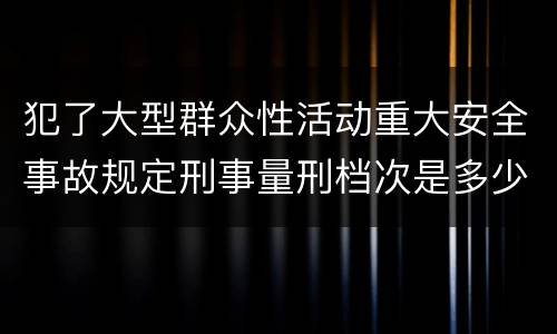 犯了大型群众性活动重大安全事故规定刑事量刑档次是多少