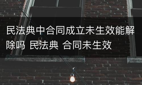 民法典中合同成立未生效能解除吗 民法典 合同未生效