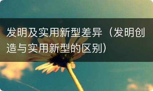 发明及实用新型差异（发明创造与实用新型的区别）