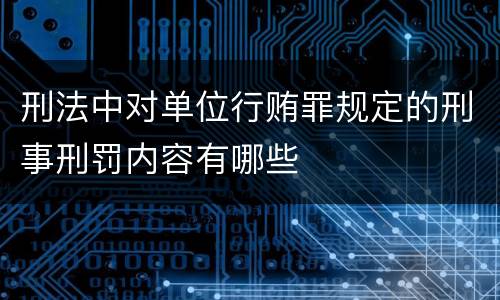 刑法中对单位行贿罪规定的刑事刑罚内容有哪些