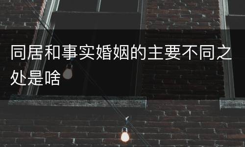 同居和事实婚姻的主要不同之处是啥