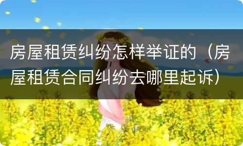 房屋租赁纠纷怎样举证的（房屋租赁合同纠纷去哪里起诉）