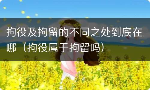 拘役及拘留的不同之处到底在哪（拘役属于拘留吗）