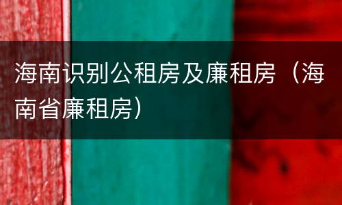 海南识别公租房及廉租房（海南省廉租房）