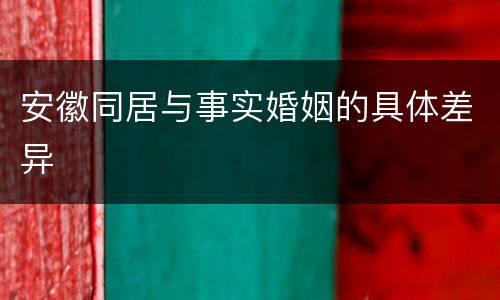 安徽同居与事实婚姻的具体差异