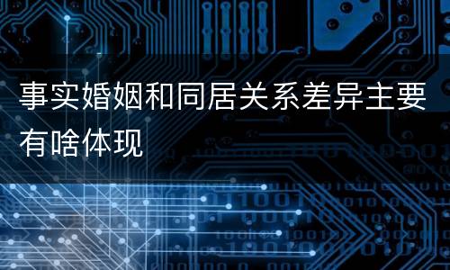 事实婚姻和同居关系差异主要有啥体现