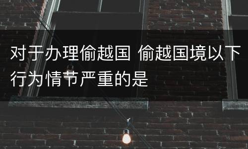 对于办理偷越国 偷越国境以下行为情节严重的是