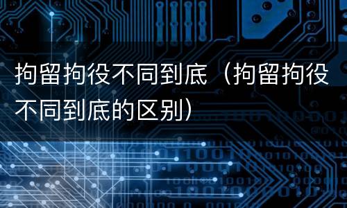 拘留拘役不同到底（拘留拘役不同到底的区别）