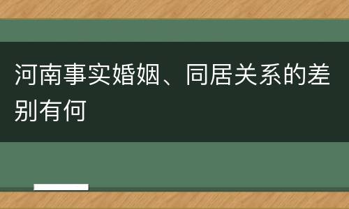 河南事实婚姻、同居关系的差别有何