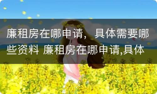 廉租房在哪申请，具体需要哪些资料 廉租房在哪申请,具体需要哪些资料和手续
