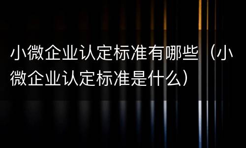 小微企业认定标准有哪些（小微企业认定标准是什么）