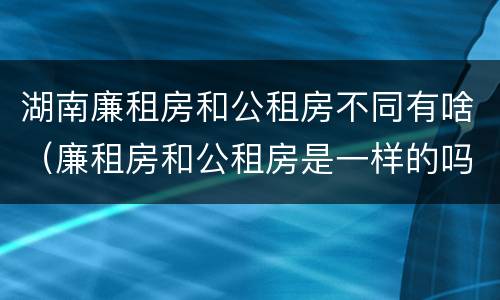 湖南廉租房和公租房不同有啥（廉租房和公租房是一样的吗）