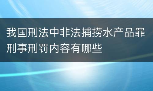 我国刑法中非法捕捞水产品罪刑事刑罚内容有哪些