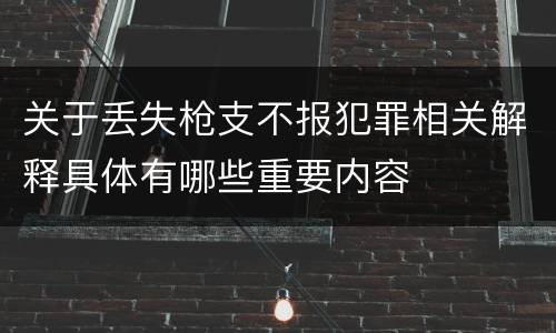 关于丢失枪支不报犯罪相关解释具体有哪些重要内容