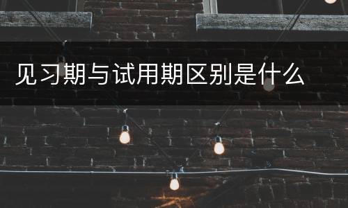 见习期与试用期区别是什么
