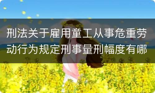 刑法关于雇用童工从事危重劳动行为规定刑事量刑幅度有哪些