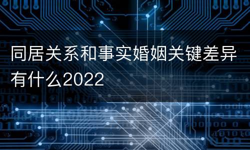 同居关系和事实婚姻关键差异有什么2022