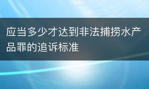 应当多少才达到非法捕捞水产品罪的追诉标准