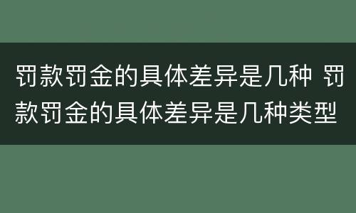 罚款罚金的具体差异是几种 罚款罚金的具体差异是几种类型