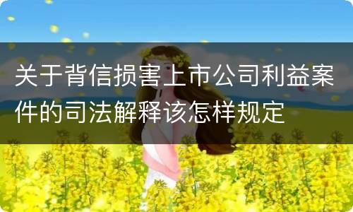 关于背信损害上市公司利益案件的司法解释该怎样规定