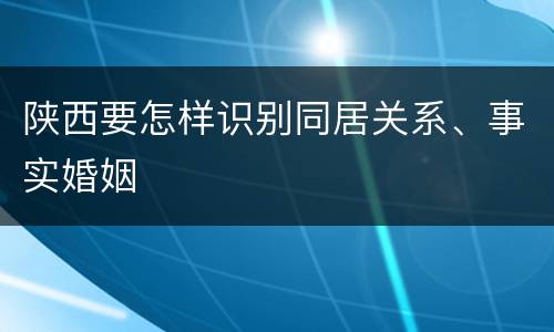 陕西要怎样识别同居关系、事实婚姻