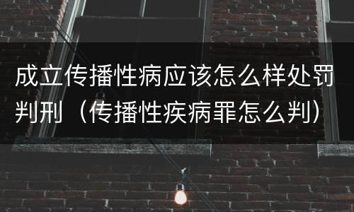 成立传播性病应该怎么样处罚判刑（传播性疾病罪怎么判）