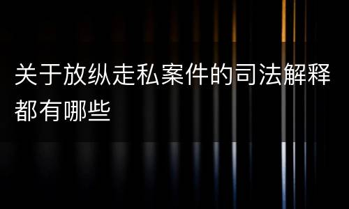关于放纵走私案件的司法解释都有哪些
