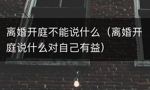 离婚开庭不能说什么（离婚开庭说什么对自己有益）