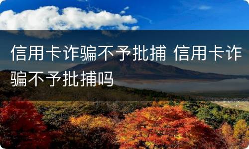信用卡诈骗不予批捕 信用卡诈骗不予批捕吗