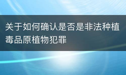 关于如何确认是否是非法种植毒品原植物犯罪