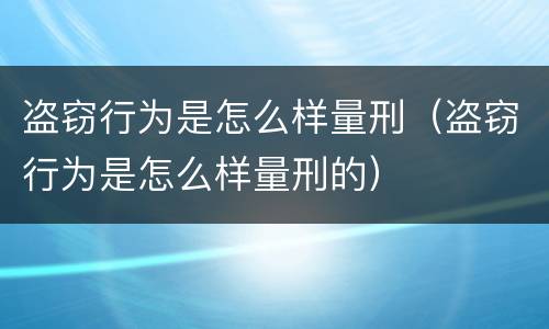 盗窃行为是怎么样量刑（盗窃行为是怎么样量刑的）