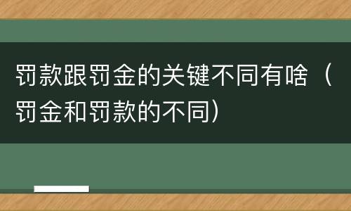 罚款跟罚金的关键不同有啥（罚金和罚款的不同）