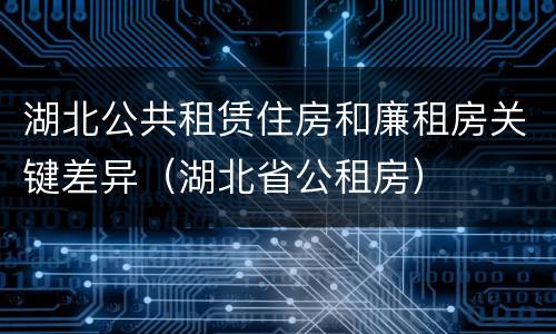 湖北公共租赁住房和廉租房关键差异（湖北省公租房）