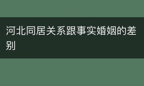 河北同居关系跟事实婚姻的差别