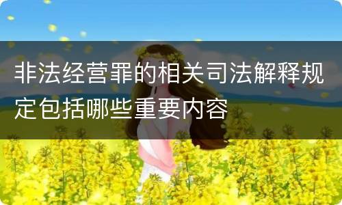 非法经营罪的相关司法解释规定包括哪些重要内容