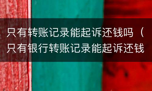 只有转账记录能起诉还钱吗（只有银行转账记录能起诉还钱吗）