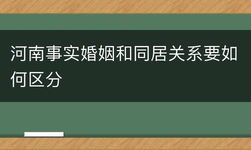 河南事实婚姻和同居关系要如何区分