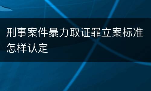 刑事案件暴力取证罪立案标准怎样认定
