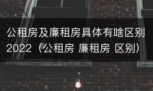 公租房及廉租房具体有啥区别2022（公租房 廉租房 区别）