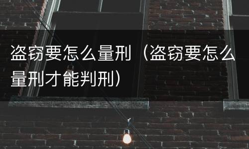 盗窃要怎么量刑（盗窃要怎么量刑才能判刑）